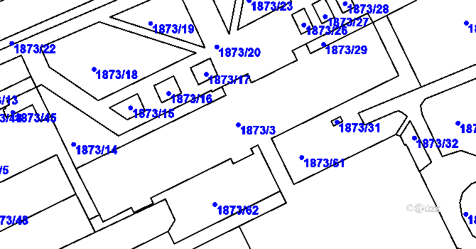Parcela st. 1873/3 v KÚ Louny, Katastrální mapa