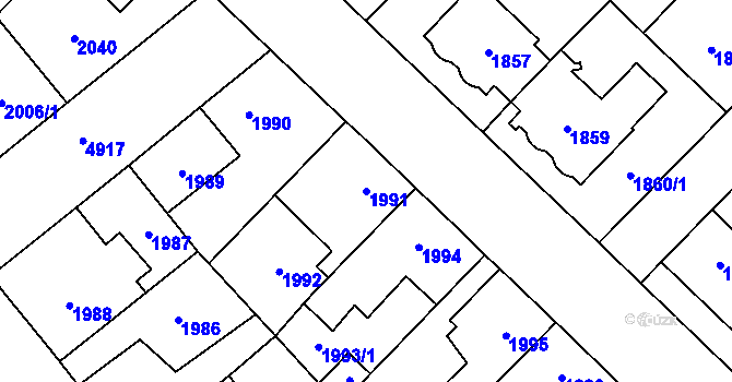 Parcela st. 1991 v KÚ Louny, Katastrální mapa