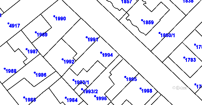Parcela st. 1994 v KÚ Louny, Katastrální mapa
