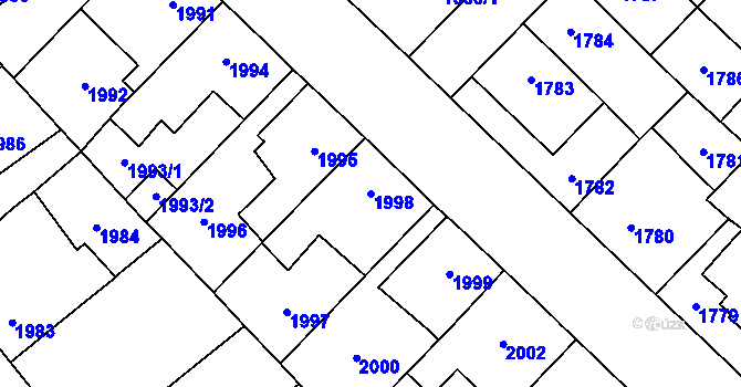 Parcela st. 1998 v KÚ Louny, Katastrální mapa