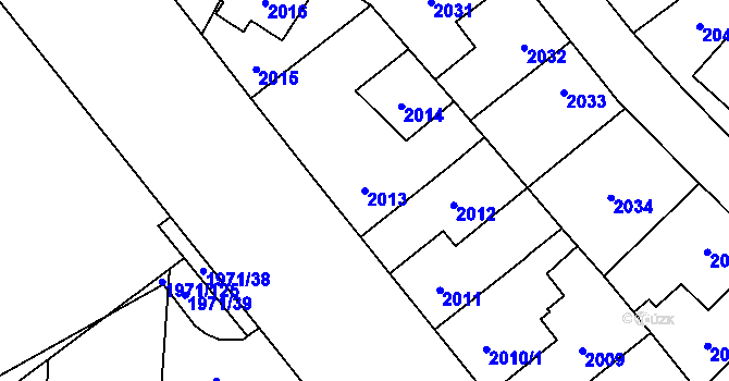 Parcela st. 2013 v KÚ Louny, Katastrální mapa