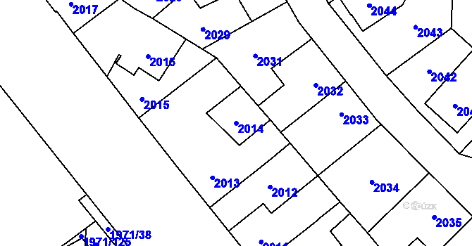 Parcela st. 2014 v KÚ Louny, Katastrální mapa