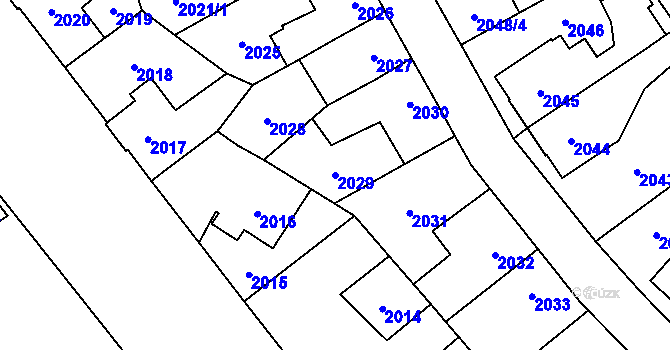 Parcela st. 2029 v KÚ Louny, Katastrální mapa