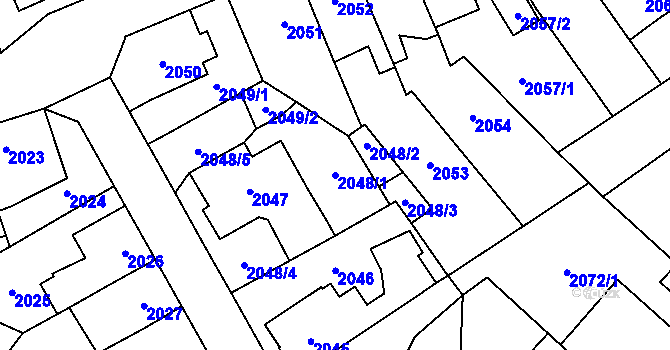 Parcela st. 2048/1 v KÚ Louny, Katastrální mapa