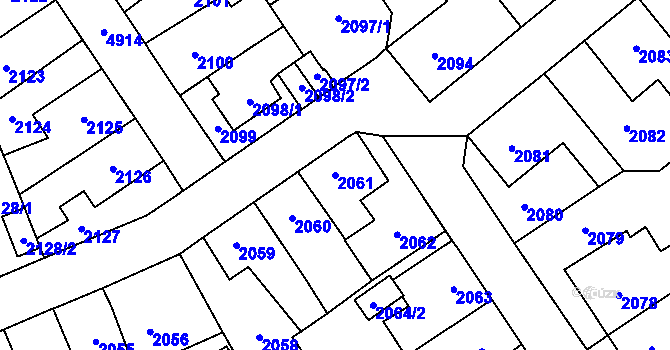 Parcela st. 2061 v KÚ Louny, Katastrální mapa