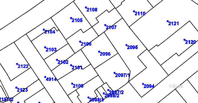 Parcela st. 2096 v KÚ Louny, Katastrální mapa