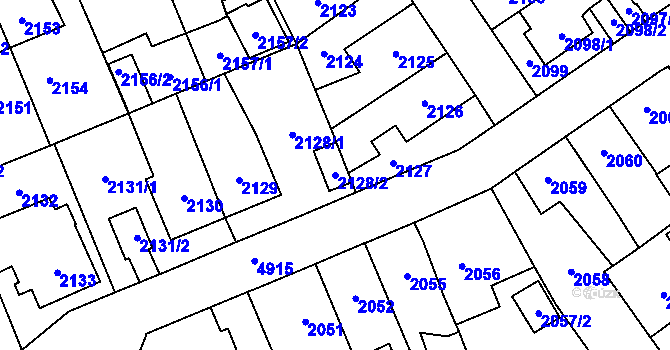 Parcela st. 2128/2 v KÚ Louny, Katastrální mapa