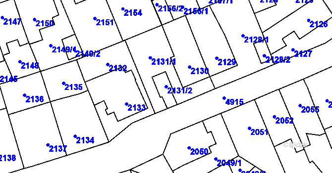 Parcela st. 2131/2 v KÚ Louny, Katastrální mapa