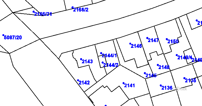 Parcela st. 2144/1 v KÚ Louny, Katastrální mapa