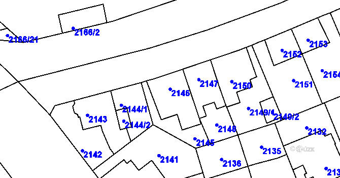 Parcela st. 2146 v KÚ Louny, Katastrální mapa