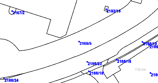 Parcela st. 2166/5 v KÚ Louny, Katastrální mapa