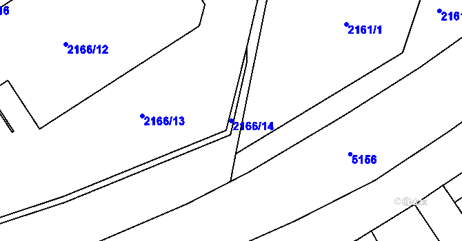 Parcela st. 2166/14 v KÚ Louny, Katastrální mapa