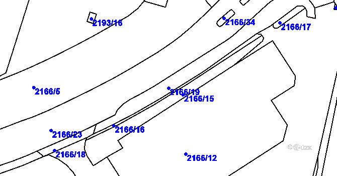 Parcela st. 2166/19 v KÚ Louny, Katastrální mapa