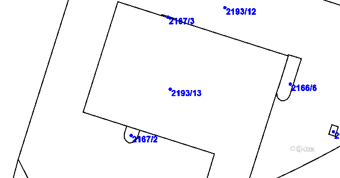 Parcela st. 2193/13 v KÚ Louny, Katastrální mapa