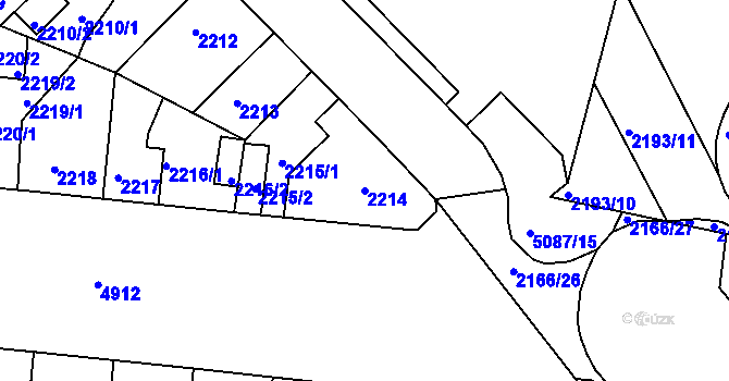 Parcela st. 2214 v KÚ Louny, Katastrální mapa