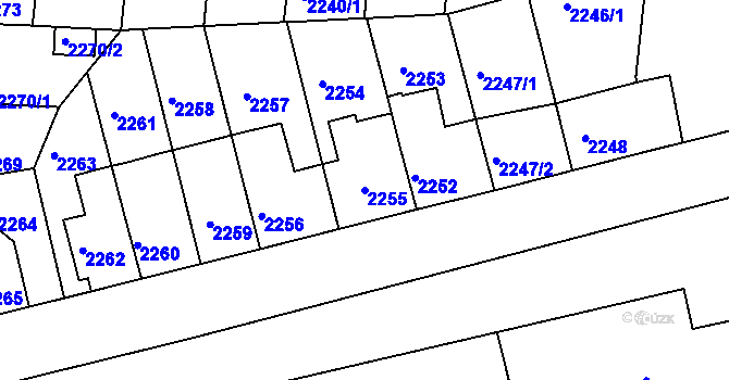 Parcela st. 2255 v KÚ Louny, Katastrální mapa