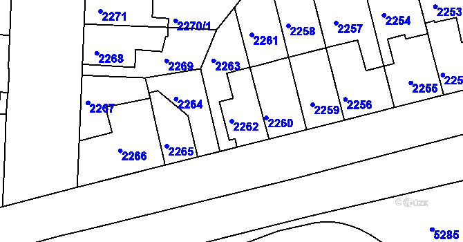 Parcela st. 2262 v KÚ Louny, Katastrální mapa