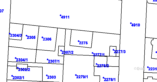 Parcela st. 2276 v KÚ Louny, Katastrální mapa