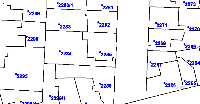 Parcela st. 2285 v KÚ Louny, Katastrální mapa