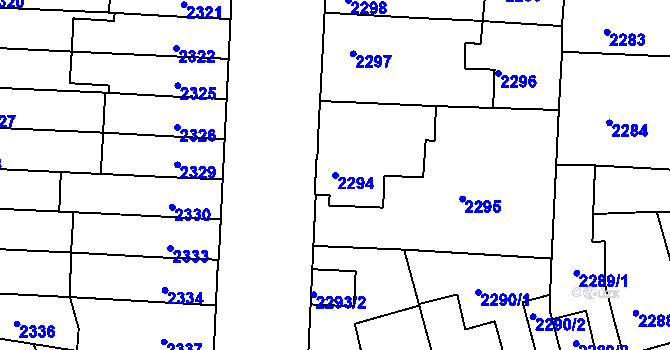 Parcela st. 2294 v KÚ Louny, Katastrální mapa