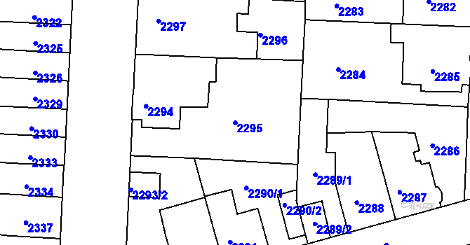 Parcela st. 2295 v KÚ Louny, Katastrální mapa