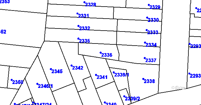 Parcela st. 2336 v KÚ Louny, Katastrální mapa