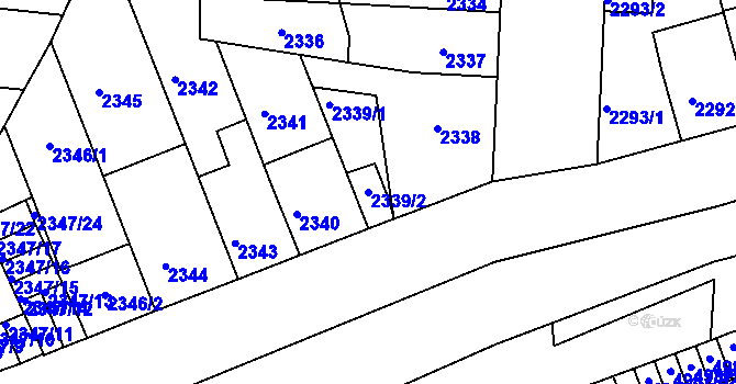 Parcela st. 2339/2 v KÚ Louny, Katastrální mapa