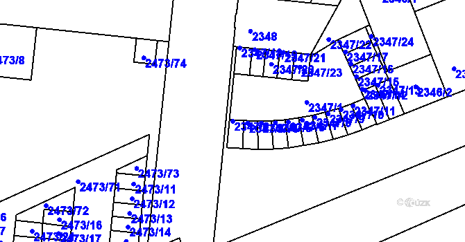 Parcela st. 2347/2 v KÚ Louny, Katastrální mapa
