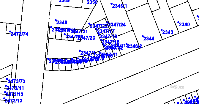 Parcela st. 2347/11 v KÚ Louny, Katastrální mapa