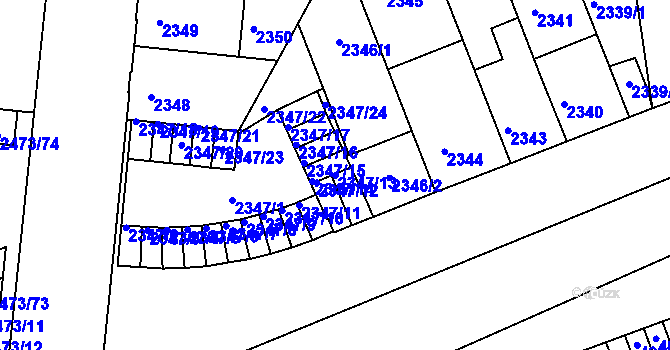 Parcela st. 2347/13 v KÚ Louny, Katastrální mapa