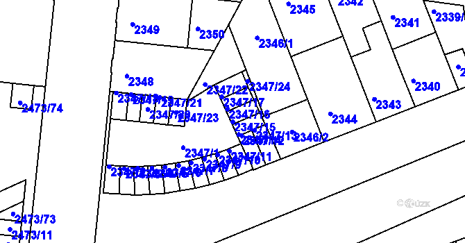 Parcela st. 2347/15 v KÚ Louny, Katastrální mapa