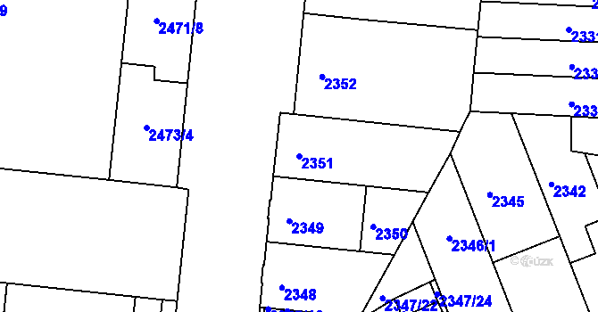 Parcela st. 2351 v KÚ Louny, Katastrální mapa