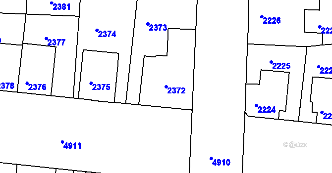 Parcela st. 2372 v KÚ Louny, Katastrální mapa