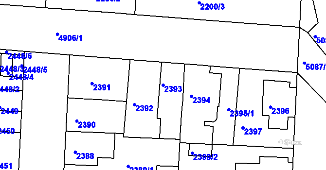 Parcela st. 2393 v KÚ Louny, Katastrální mapa