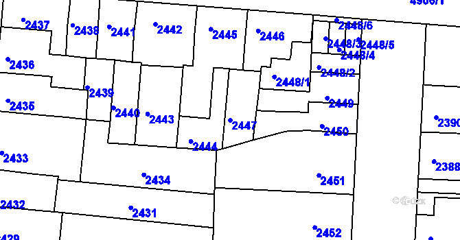 Parcela st. 2447 v KÚ Louny, Katastrální mapa