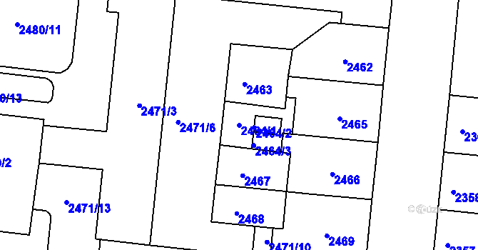 Parcela st. 2464/1 v KÚ Louny, Katastrální mapa