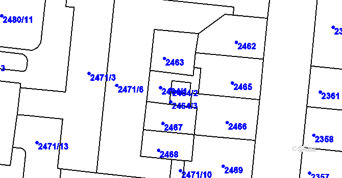 Parcela st. 2464/2 v KÚ Louny, Katastrální mapa
