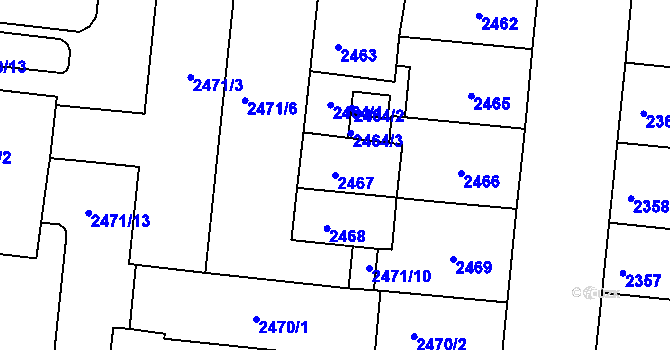 Parcela st. 2467 v KÚ Louny, Katastrální mapa