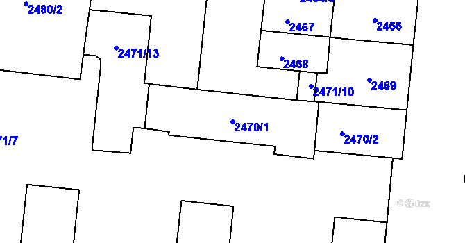 Parcela st. 2470/1 v KÚ Louny, Katastrální mapa