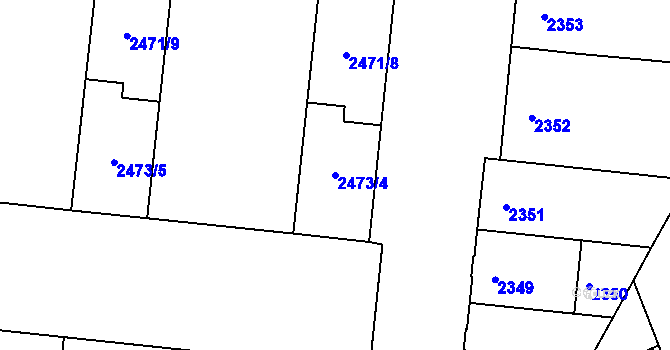 Parcela st. 2473/4 v KÚ Louny, Katastrální mapa