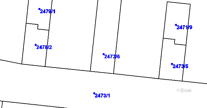 Parcela st. 2473/6 v KÚ Louny, Katastrální mapa