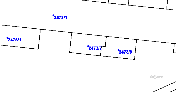 Parcela st. 2473/7 v KÚ Louny, Katastrální mapa