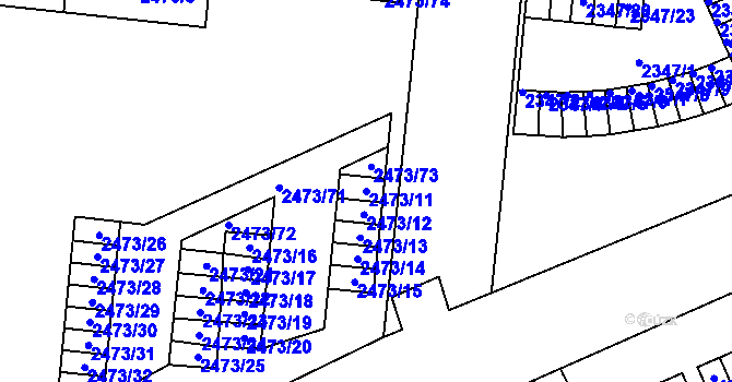 Parcela st. 2473/11 v KÚ Louny, Katastrální mapa