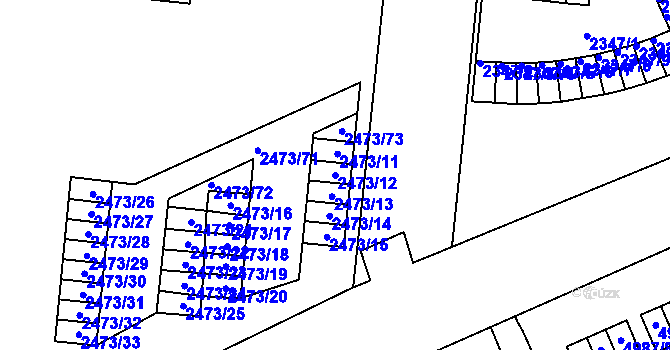 Parcela st. 2473/12 v KÚ Louny, Katastrální mapa