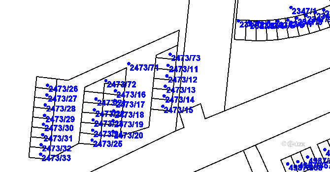 Parcela st. 2473/13 v KÚ Louny, Katastrální mapa