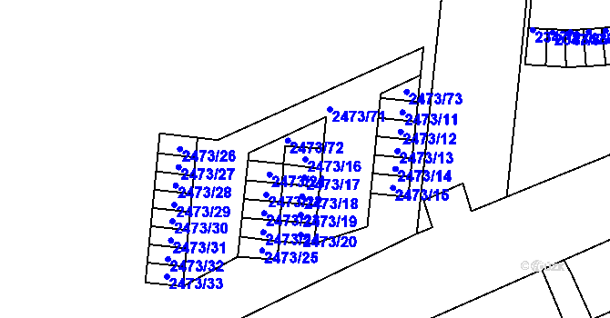 Parcela st. 2473/16 v KÚ Louny, Katastrální mapa