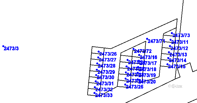 Parcela st. 2473/26 v KÚ Louny, Katastrální mapa