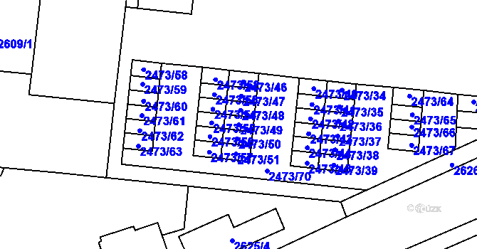 Parcela st. 2473/49 v KÚ Louny, Katastrální mapa
