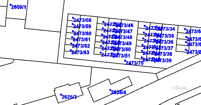 Parcela st. 2473/57 v KÚ Louny, Katastrální mapa