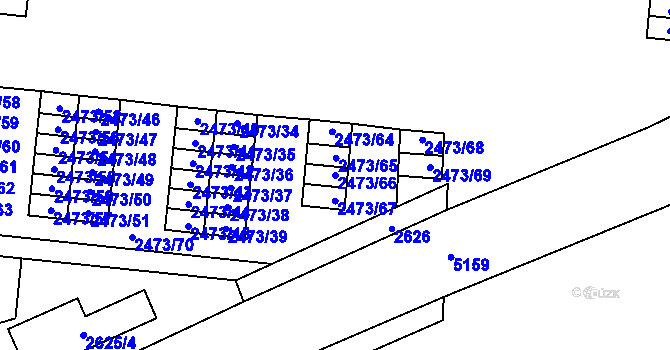 Parcela st. 2473/66 v KÚ Louny, Katastrální mapa